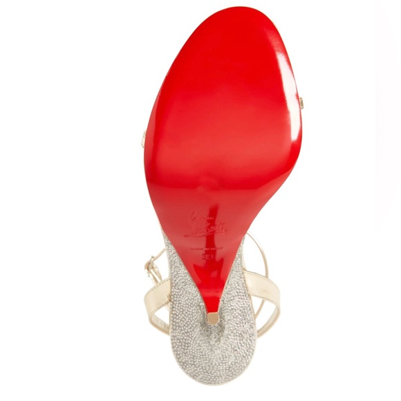 Christian Louboutin Gold Arch Queen Crystal Embellished Sandal Heels - Picture 6 of 13
